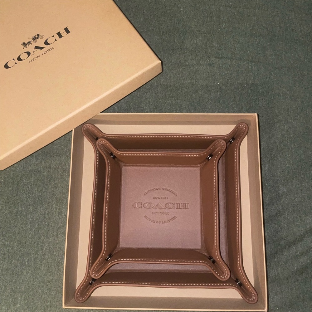 Coach Tan Leather Valet Tray